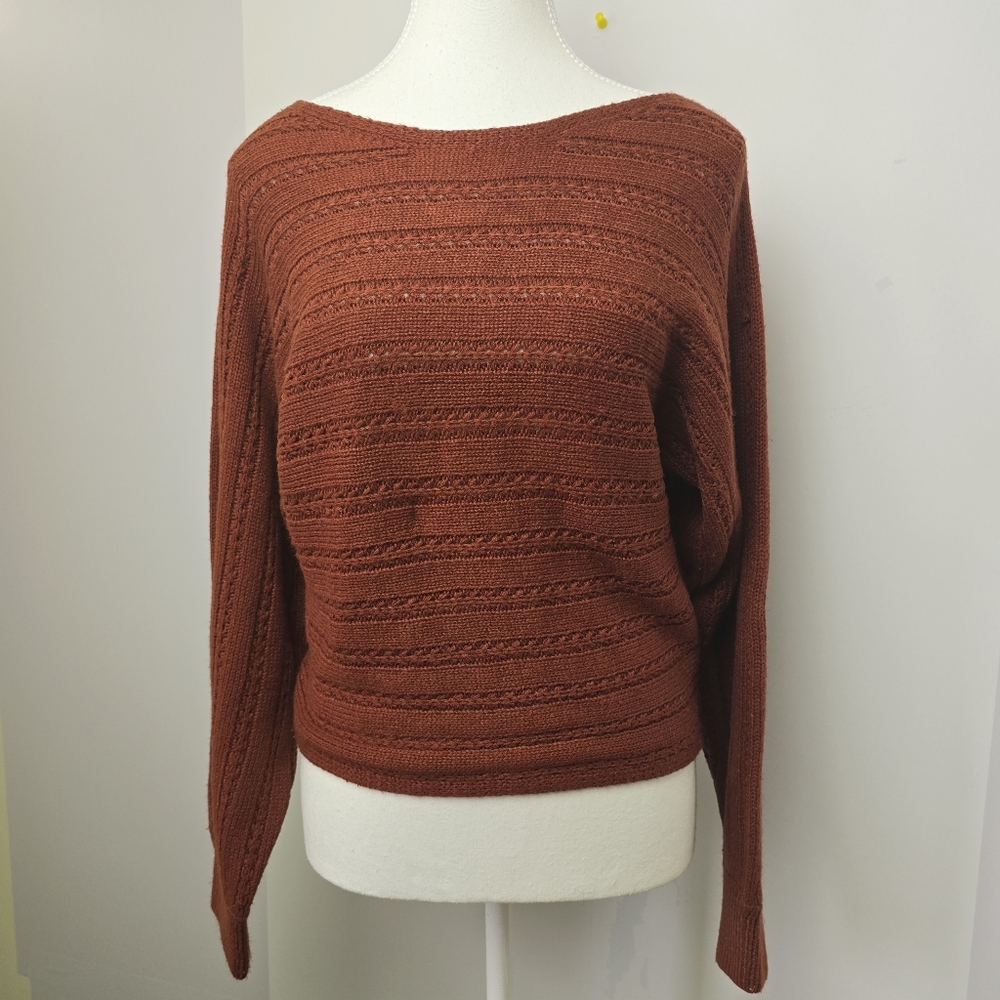Full Circle Trends Women's Brown Dolman Sleeves Knit Sweater, Sz M (PTP 18")